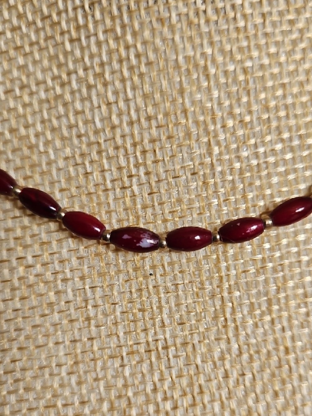 Liz Claiborne Gold-Tone Necklace with Burgundy Marquise Beads - Picture 9 of 10